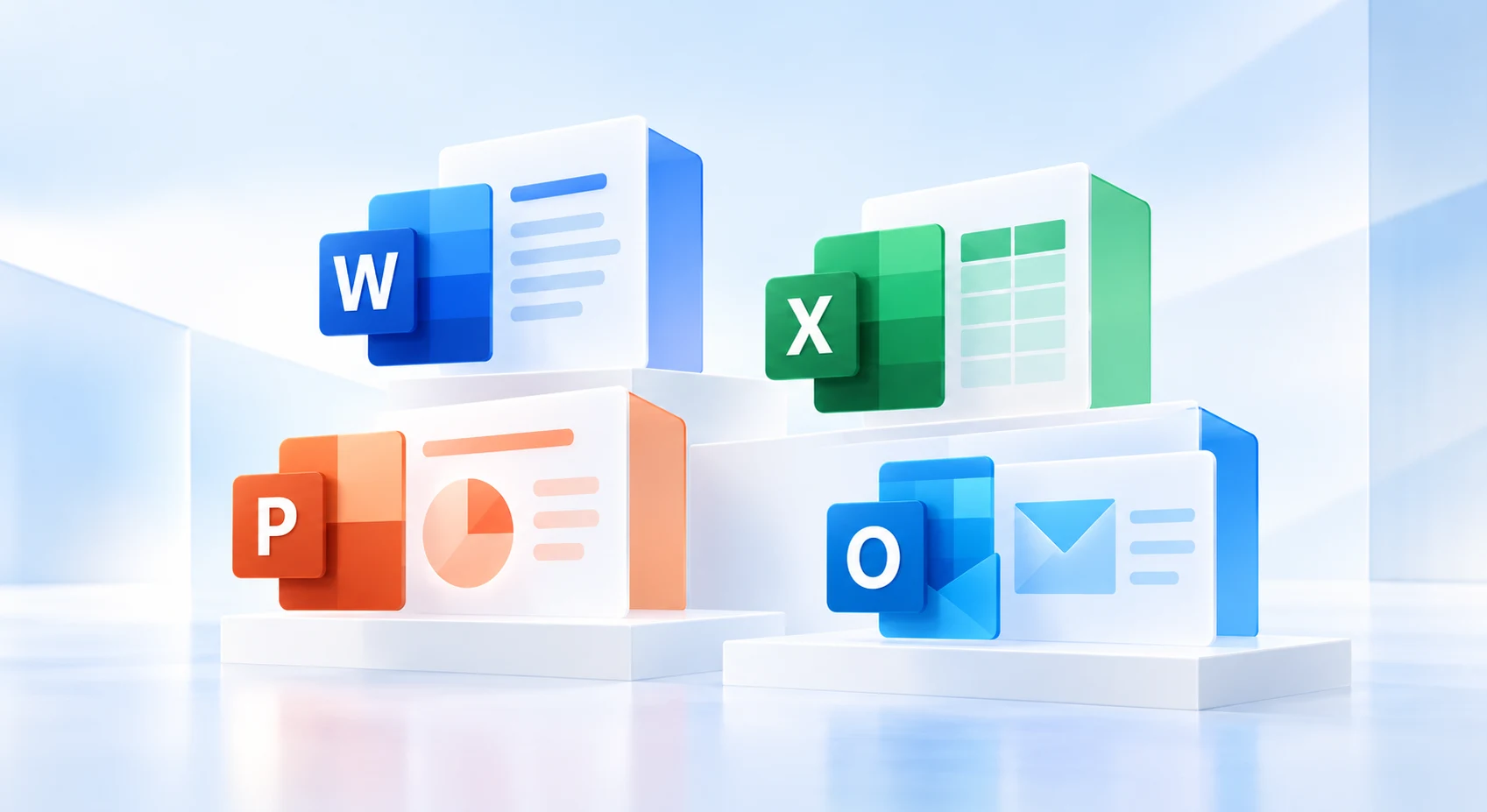 Microsoft Office 2013 ऐप का आधुनिक संग्रह: Word, Excel, PowerPoint और Outlook।