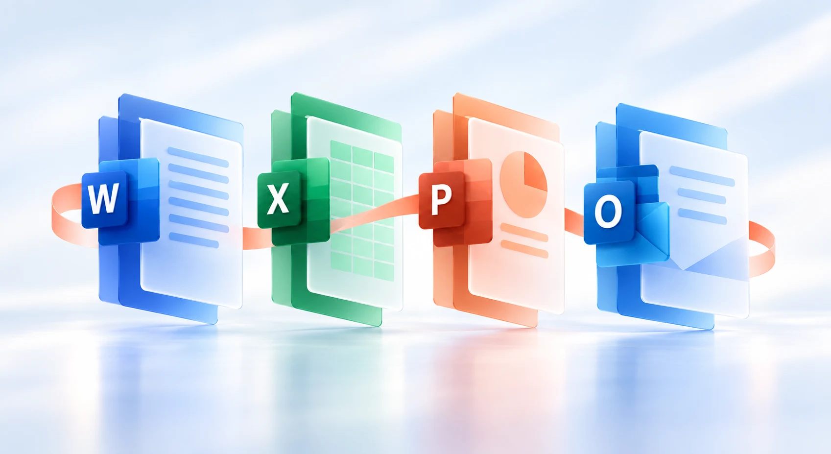 Microsoft Office 2016 ऐप का आधुनिक संग्रह: Word, Excel, PowerPoint और Outlook।